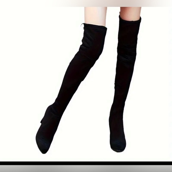 Black Over the Knee Boots - Picture 2 of 5